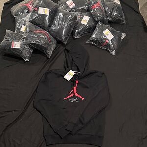 Jordan Charcoal Hoodie with Red Logo